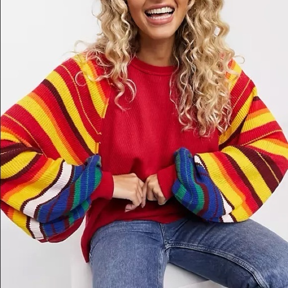 Free People Tops - Free People Rainbow Dreams Long Sleeve Pullover Knit Top Size  Large